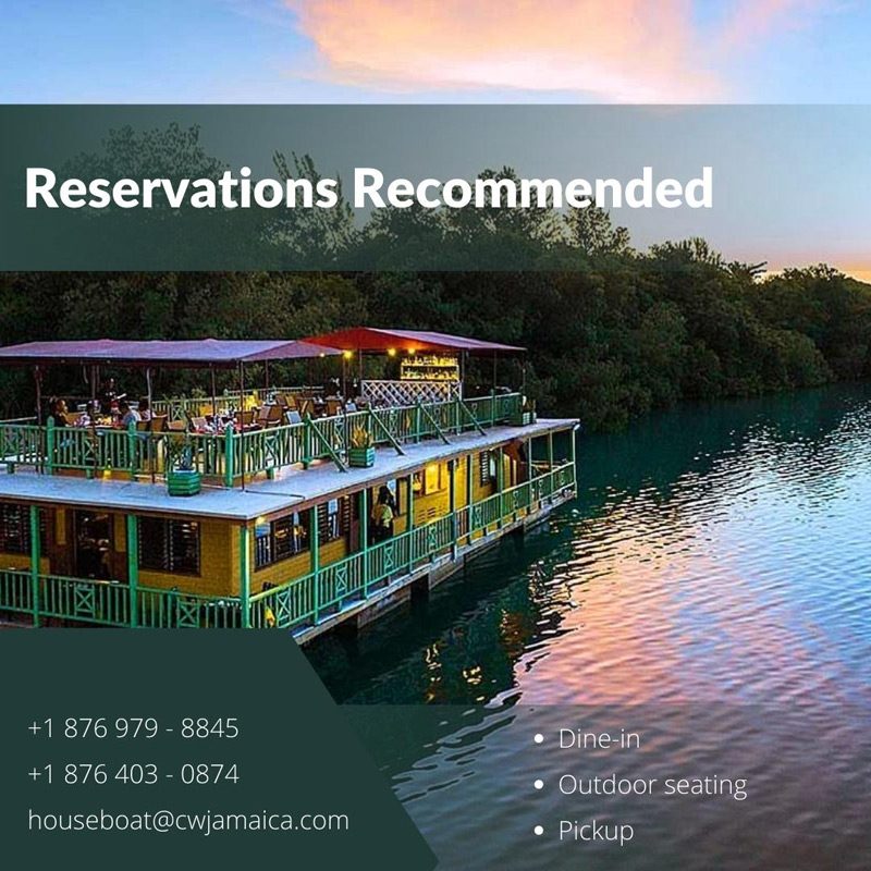 Please make your reservation with the Houseboat Grill, Montego Bay, Jamaica